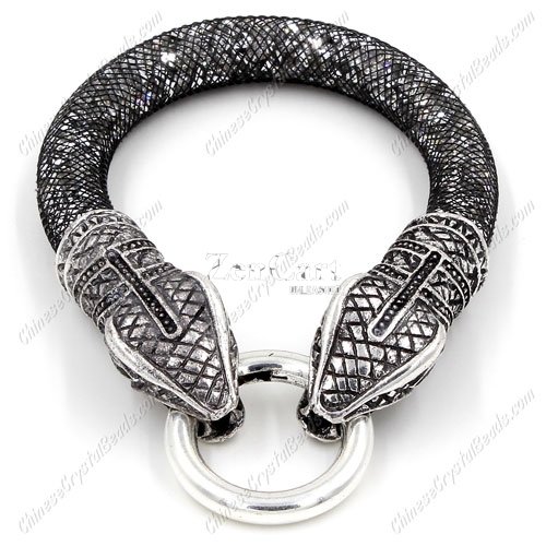 Snake Mesh Mesh Bracelet, silver Rhinestone, Approx. Width:8mm