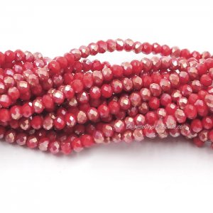 130Pcs 2.5x3.5mm Chinese Crystal Rondelle Beads, Opaque Red Half Light