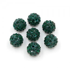 50pcs, 12mm Pave beads, hole: 1.5mm, clay disco beads, Emerald