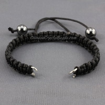 Pave chain, nylon cord, black, wide : 7mm, length:14cm