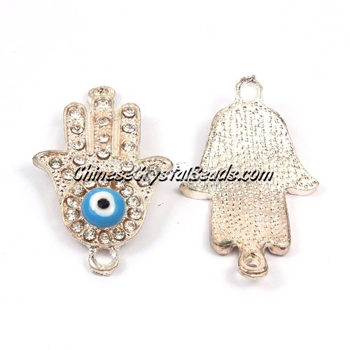 Hand of Fatima pendant, evil eye, 35x20mm, hole about 2.8mm, rose gold, sold 1pcs