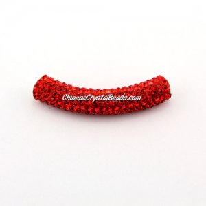 Pave Crystal Pave Tube Beads, 45mm, 4mm hole, red, sold 1pcs