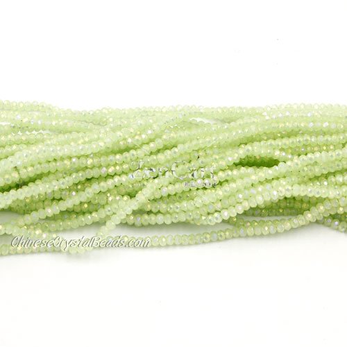 1.7x2.5mm rondelle crystal beads, opaque green AB light, 190Pcs