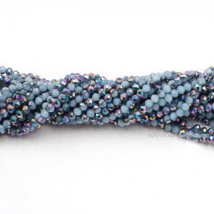 130 beads 3x4mm crystal rondelle beads blue jade half rainbow