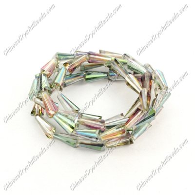 6x12mm Chinese Artemis Crystal beads purple and green light, per pkg of 20pcs
