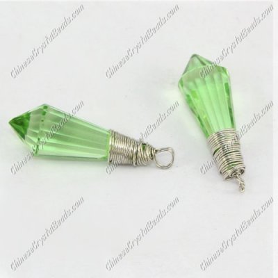 Wire Working Crystal Icicle Drop Pendant, 8x20mm, lime green, sold by 1 pc