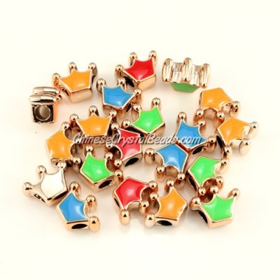 CCB, crown beads, hole: 5mm, 9x13x17mm, mixture color, sold per pkg of 20 pcs