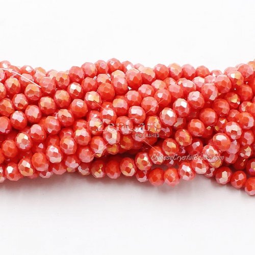 4x6mm Opaque tangerine AB Chinese Crystal Rondelle Beads about 95 beads