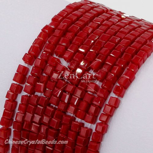 2x2mm cube crytsal beads, opaque red velet 6, 180pcs