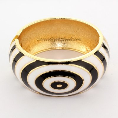 Womens Hinged Bangle Bracelet, alloy gold plated, ripple, 32mm wide, Length:60mm