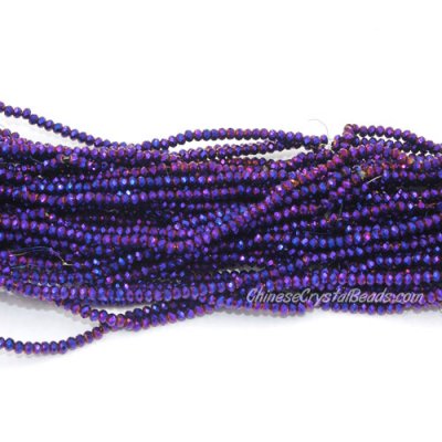 1.7x2.5mm rondelle crystal beads, Metallic purple, 190Pcs