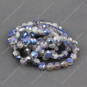 6mm Bread crystal beads long strand, blue light, 100pcs per strand