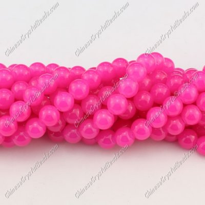 8mm round glass beads strand, neon color fuchsia, 100pcs per strand