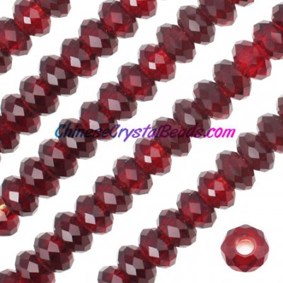Crystal European Beads, siam, 8x14mm, 5mm big hole,12 beads
