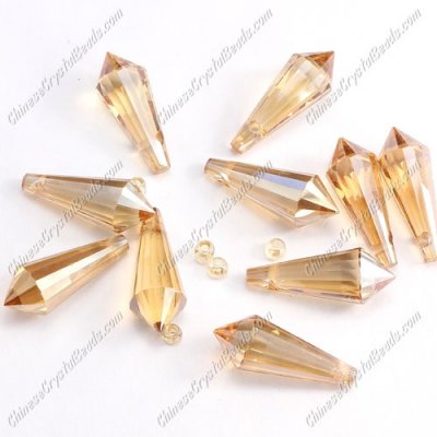Chinese Crystal Icicle Drop Beads, 8x20mm, 1-hole, gloden shadow, sold per pkg of 10 pcs