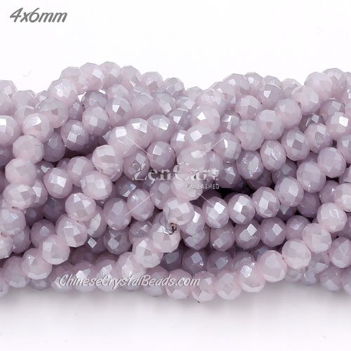 4x6mm pink jade gray light Chinese Crystal Rondelle Beads about 95 beads