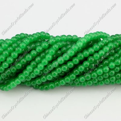 4mm round glass beads, green, about 200pcs per strand