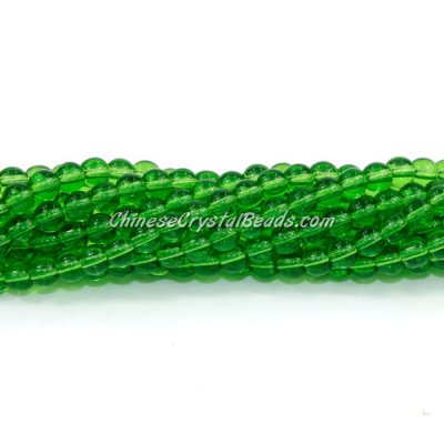 Chinese 4mm Round Glass Beads Fern Green, hole 1mm, about 80pcs per strand