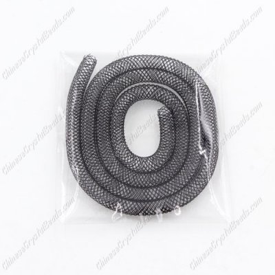 DIY Mesh Bracelet soft nylon fishnet tube, black, width:4mm, 40cm