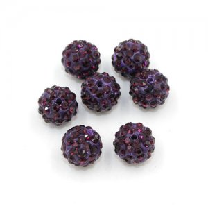 50pcs, 12mm Pave beads, hole: 1.5mm, clay disco beads, violet