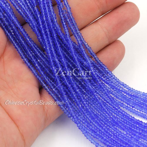 1.7x2.5mm rondelle crystal beads, med sapphire, 190Pcs