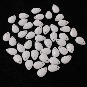 350Pcs White Acrylic Faceted Beads Tear Top Hole Beads 9X12X4mm