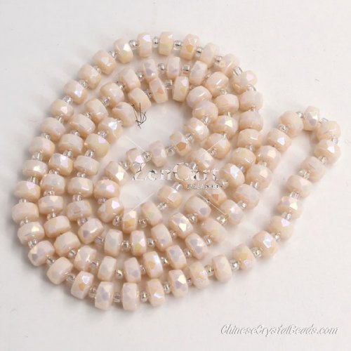 80pcs opaque peach AB 5x8mm angular crystal beads