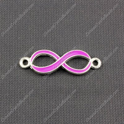 Infinity Links Connectors Pendants charm, 10x32mm, silver plated, purple, 1pcs