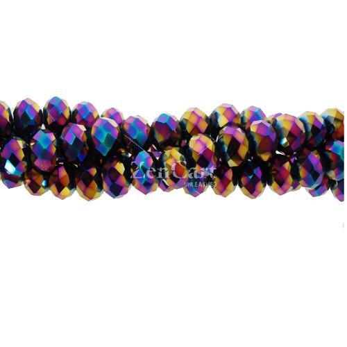 130Pcs 2x3mm Chinese Crystal Rondelle Beads, Rainbow
