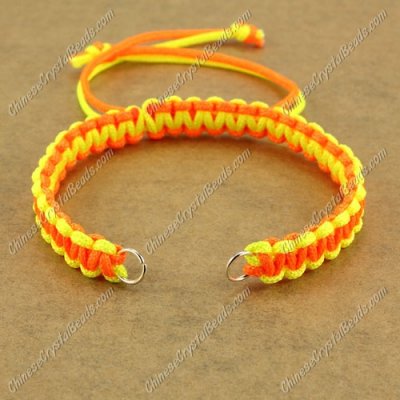 Pave chain, nylon cord, neon yellow and neon orange, wide : 7mm, length:14cm