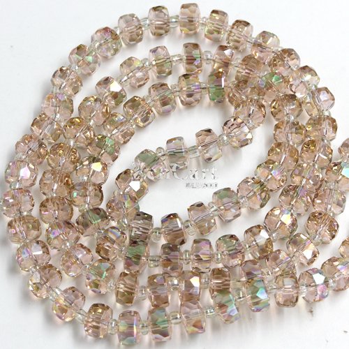 80pcs champagne and green light 5x8mm angular crystal beads