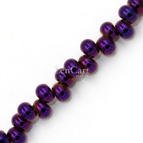 100Pcs 6mm rondelle earring shaped glass beads, hole: 2mm, purple light