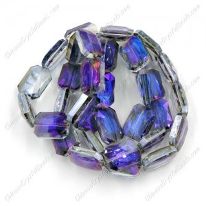 Chinese Crystal Faceted Rectangle Pendant, purple light, 13x18mm, 10 beads