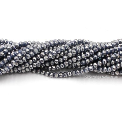 130 beads 3x4mm crystal rondelle beads dark blue silver