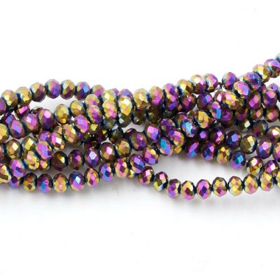 130Pcs 3x4mm Chinese Rainbow2 Crystal Rondelle beads