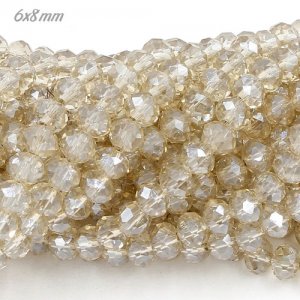 6x8mm Chinese Crystal Rondelle Beads strand, silver shadow, 70pcs