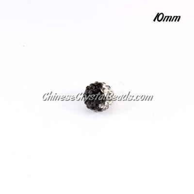 Clay Pave disco beads, Color Gradient white-black, hole: 1.5mm, sold per pkg of 10pcs