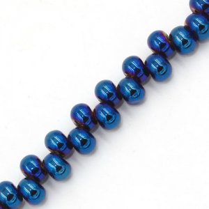 100Pcs 6mm rondelle earring shaped glass beads, hole: 2mm, blue light