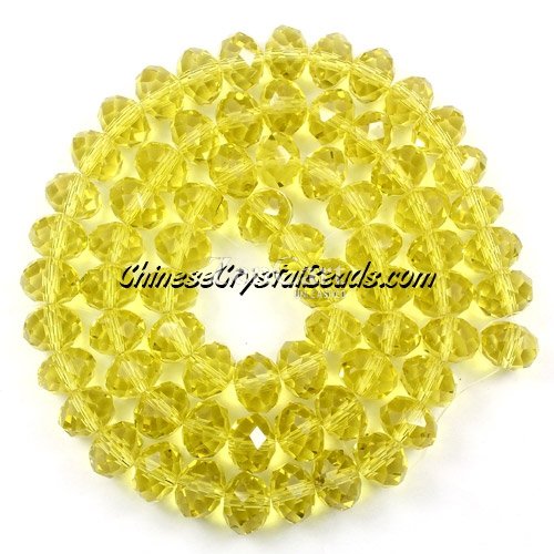 70Pcs 8x10mm crystal rondelle beads strand, Lemon