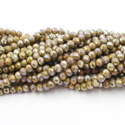 4x6mm Opaque Dark Khaki AB Chinese Crystal Rondelle Beads about 95 beads