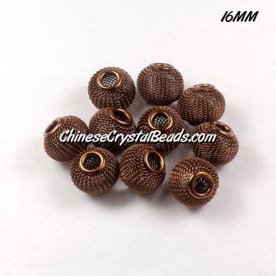 16mm brown Mesh Bead, Basketball Wives, 15 pieces