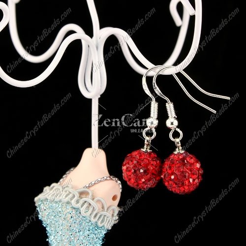 Pave Drop Earrings, Red, 10mm clay disco beads, sold 1 pair