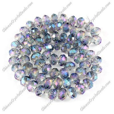 Chinese Crystal Long Rondelle Bead Strand, transparently blue light, 6x8mm ,about 72 beads