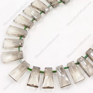 20pcs Faceted Trapezium Crystal Beads, silver shade, 20x10x7mm, hole: 1.5mm