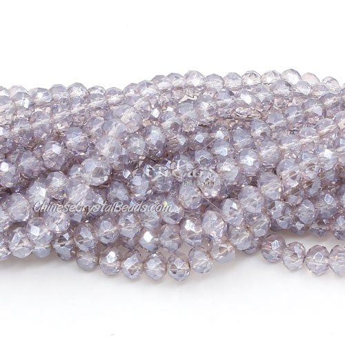 4x6mm Chinese Crystal Rondelle Beads Strand, gray pink light about 95 Pcs