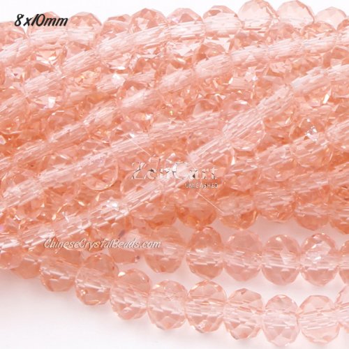 8x10mm rosaline rondelle crystal beads about 70 pieces
