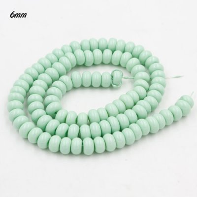 100Pcs 6x3.5mm Smooth Roundel Shape Glass Beads, rondelle glass beads strand, hole 1mm, Pale Turquois