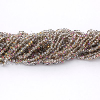 10 strands 2x3mm chinese crystal rondelle beads gray half purple light about 1700pcs