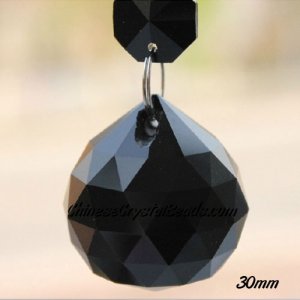 Crystal faceted ball pendant, 30mm, Jet