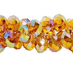 Chinese Crystal Rondelle Strand, Topaz AB, 9x12mm, about 36 beads